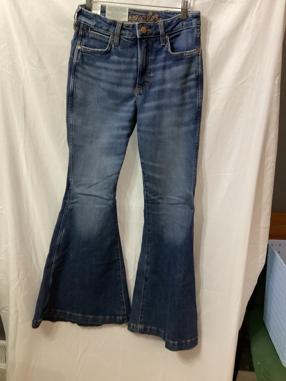 Wrangler Blue Flare Jeans with Faded Whiskering